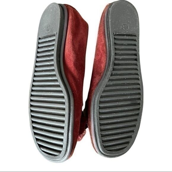 Dexter Red Leather Suede Flats Slip On Round Toe Comfort Shoes Women Size 6 - Picture 4 of 7
